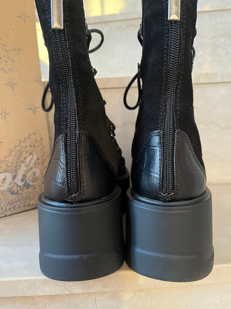 Free people simone ウェッジ　レースアップレザーブーツ