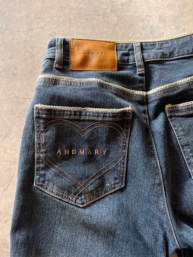 パンツ ANDMARY Heart stitch denim navy blue