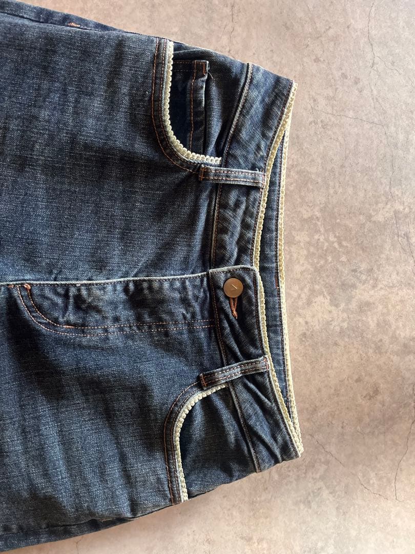パンツ ANDMARY Heart stitch denim navy blue