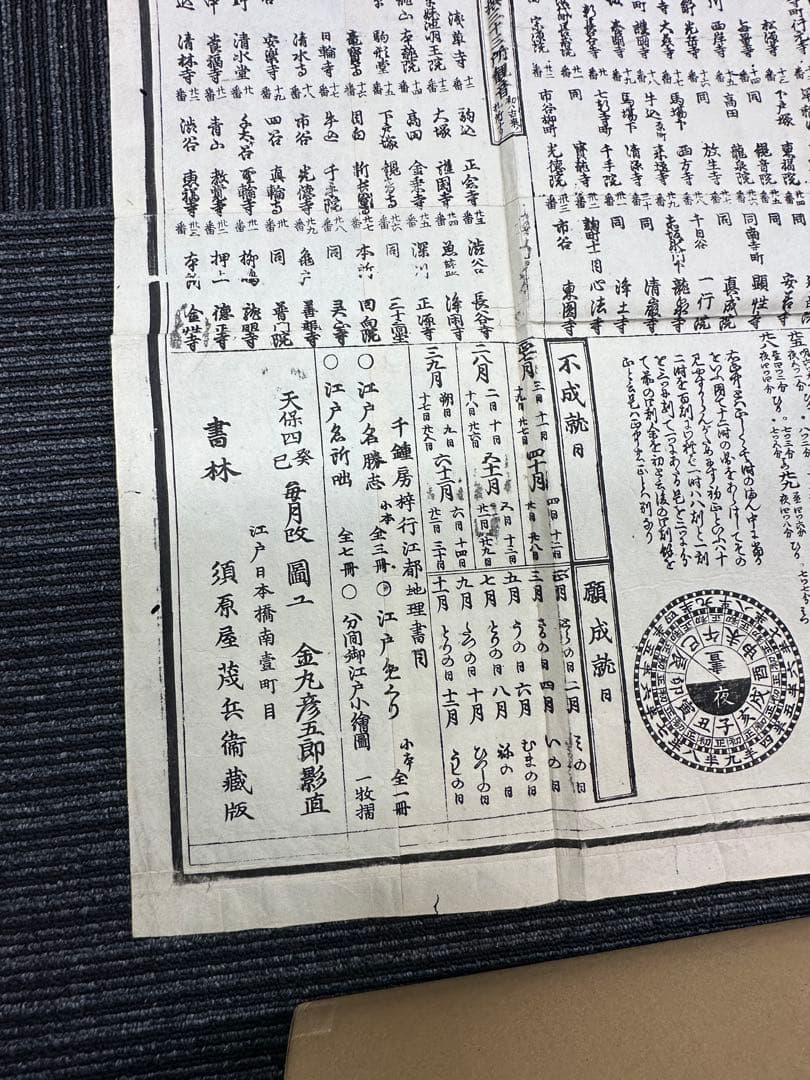 分間江戸大絵図 天保四年 木版印刷 古地図