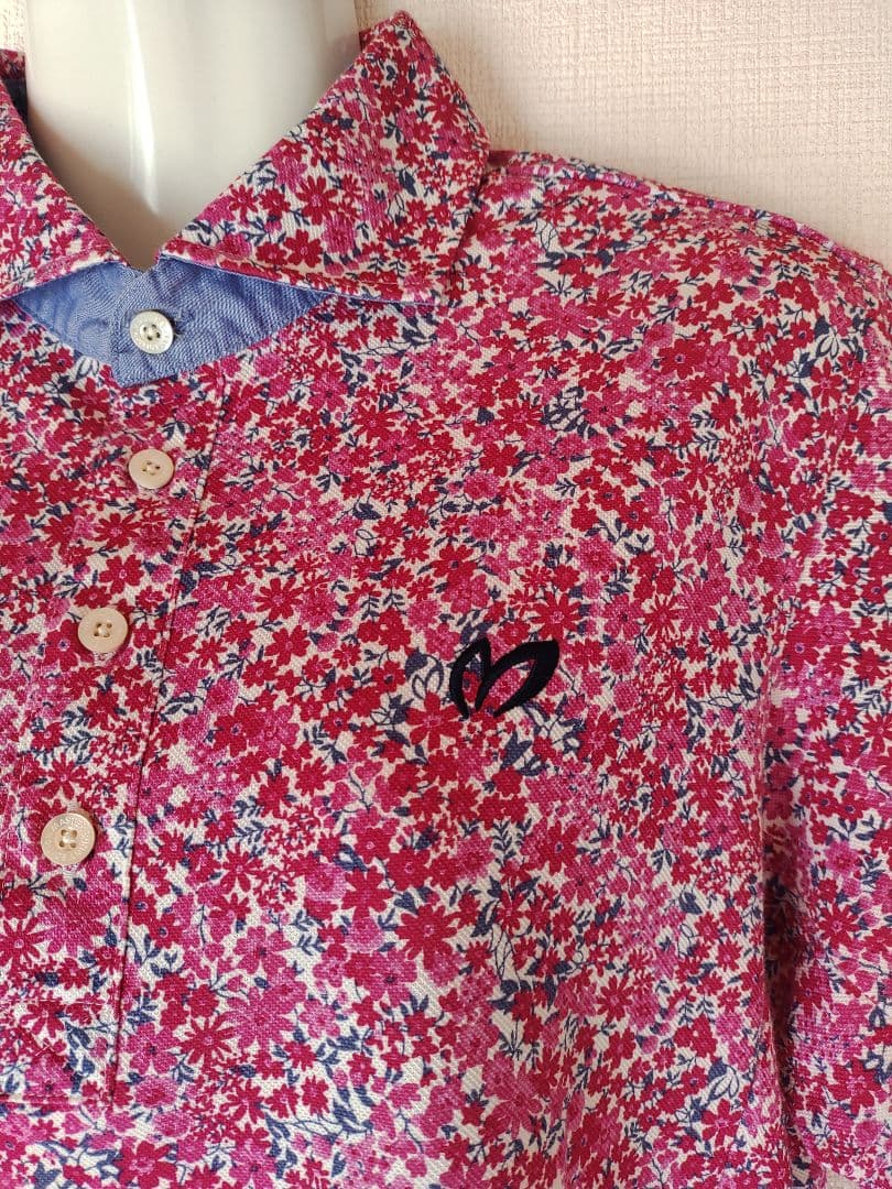 未使用　マスターバニー　花柄ポロシャツ　サイズ5　総柄　ロゴ刺繍