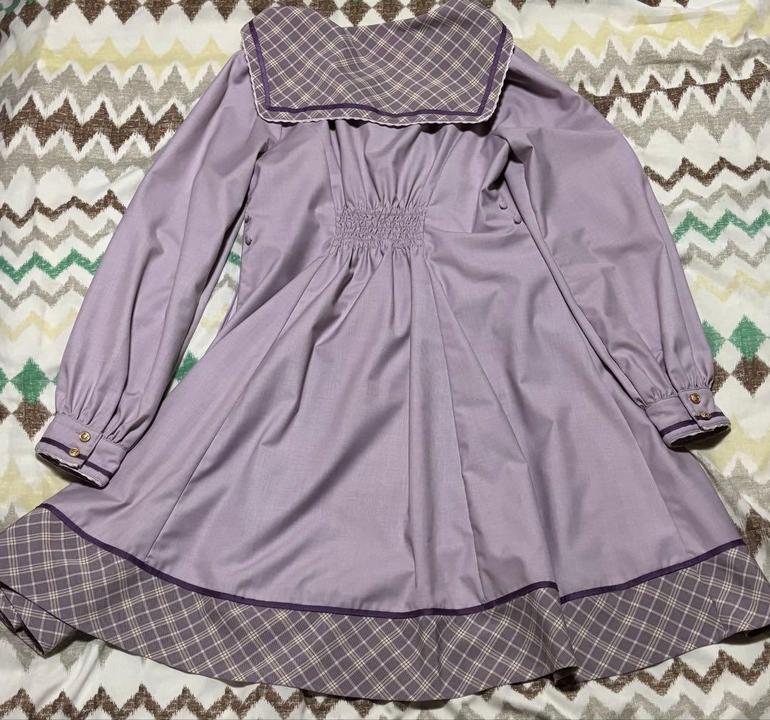 か*み様 Amavel Check Ribbonセーラーワンピース