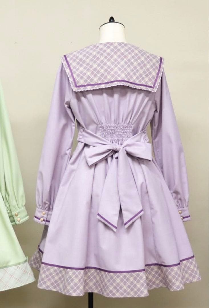 か*み様 Amavel Check Ribbonセーラーワンピース