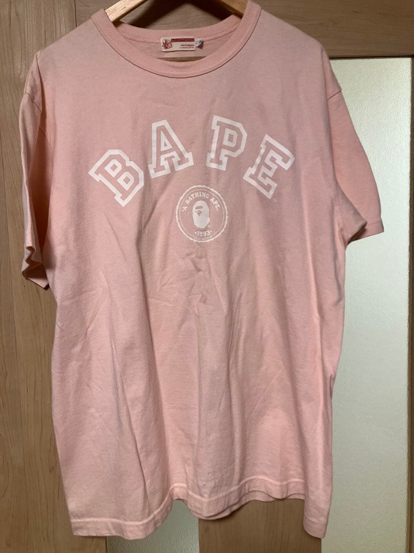 APE 90s ヴィンテージ カレッジ Tシャツ ピンク XL 美USED 希少