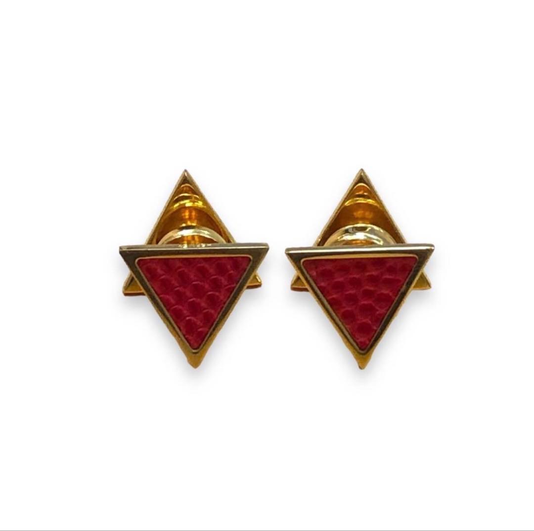 HERMES エルメス　カフス　ゴールド/レッドリザード　箱付き　超美品