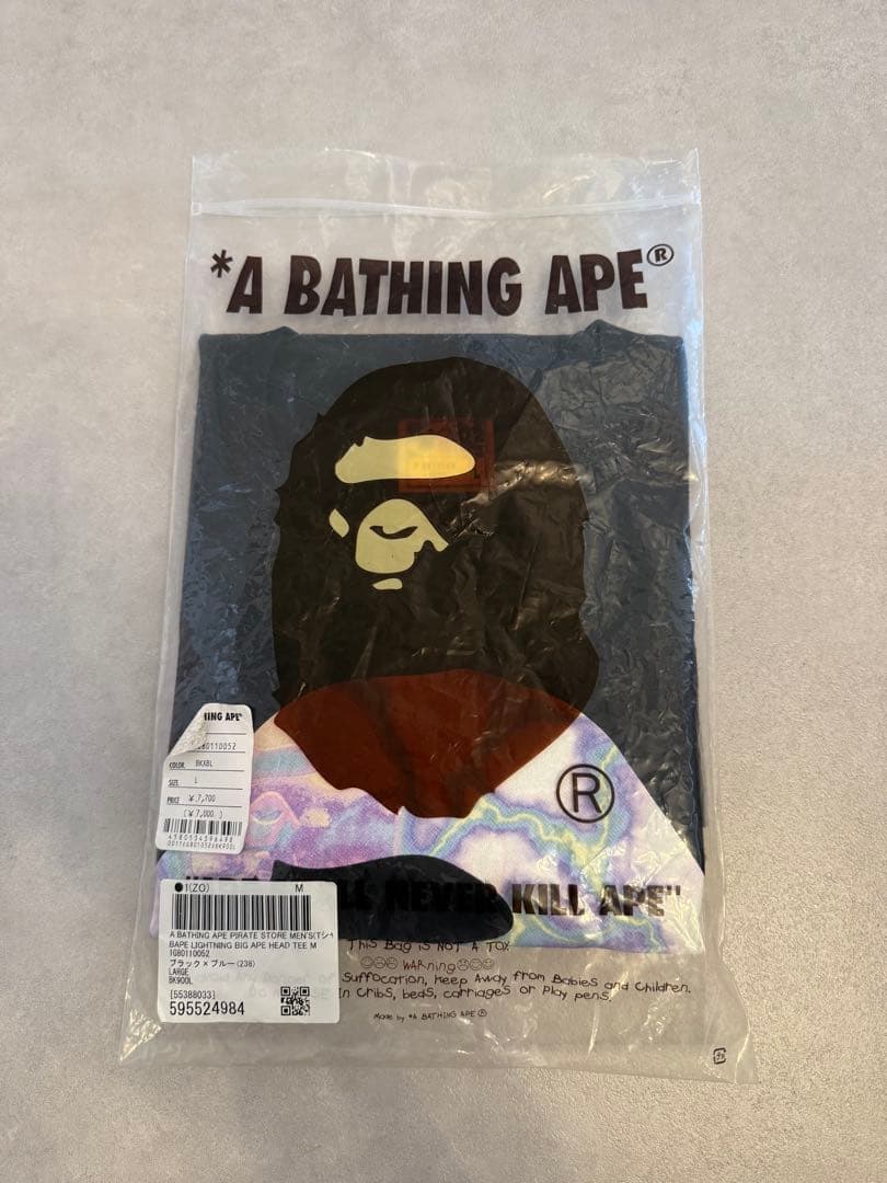 A BATHING APE ブラック　パープル系　Lサイズ　Tシャツ　エイプ
