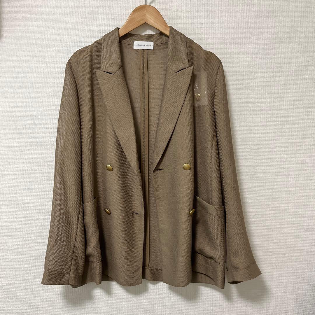T⭐︎【新品タグ付き】メッシュメタルボタンライトジャケット(モカ)