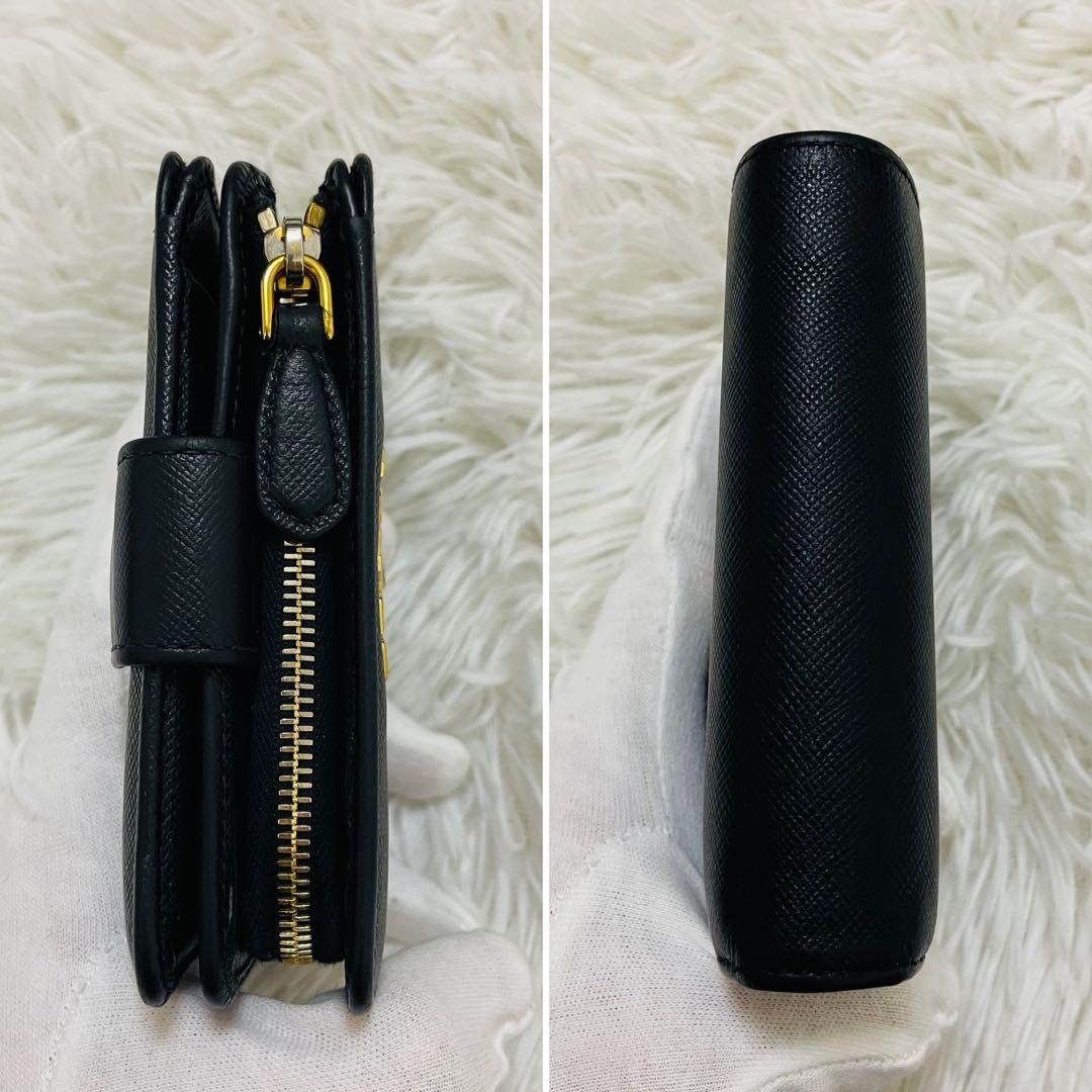 極美✨付属完備✨PRADA 二つ折り財布 レザー ヴィッテロムーブ ブラック