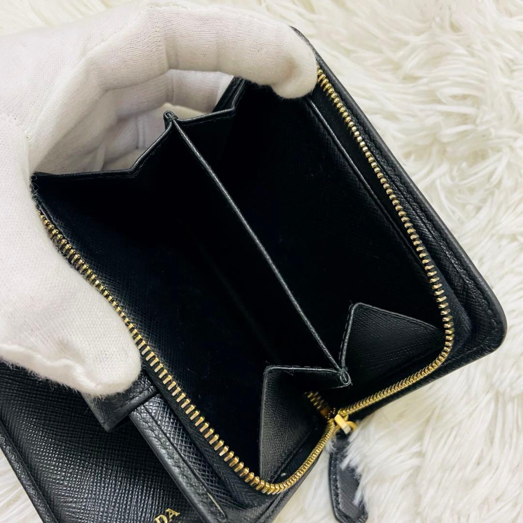 極美✨付属完備✨PRADA 二つ折り財布 レザー ヴィッテロムーブ ブラック