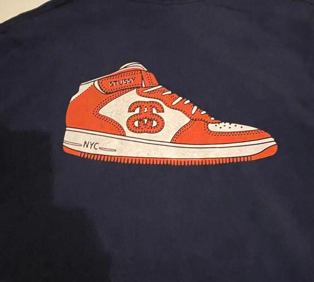 ⭐*︎様 OLD STUSSY USA製Tシャツ XL ネイビー スニーカー両面