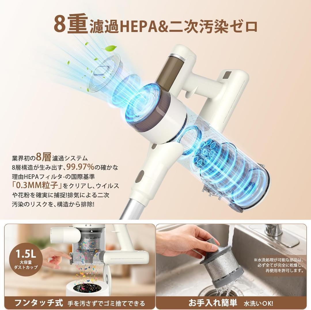 最強吸引力75000Pa✨掃除機 コードレス 自走式 65分連続稼働 静音 新品