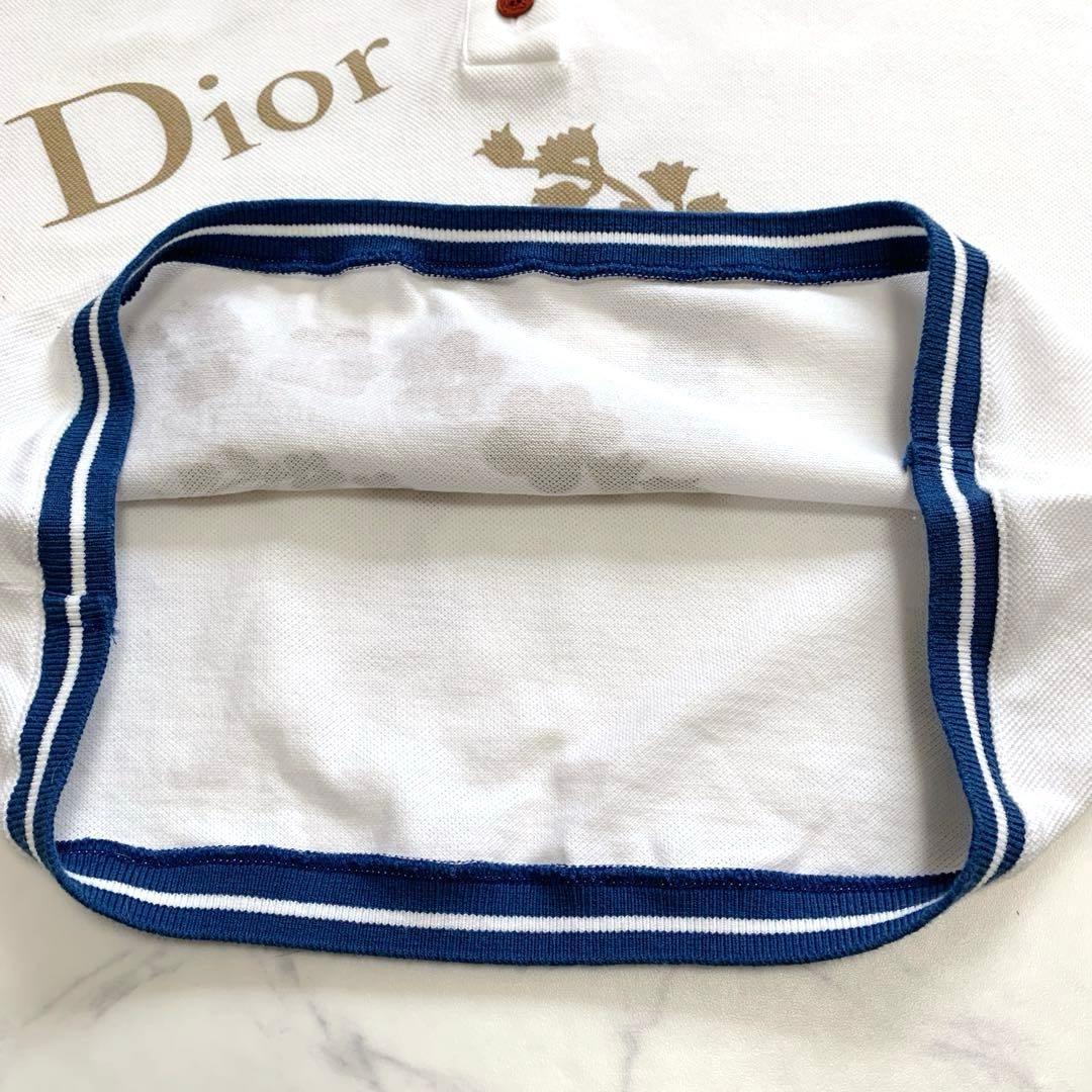 クリスチャンディオール　半袖ポロシャツ　白　ロゴプリント刺繍
