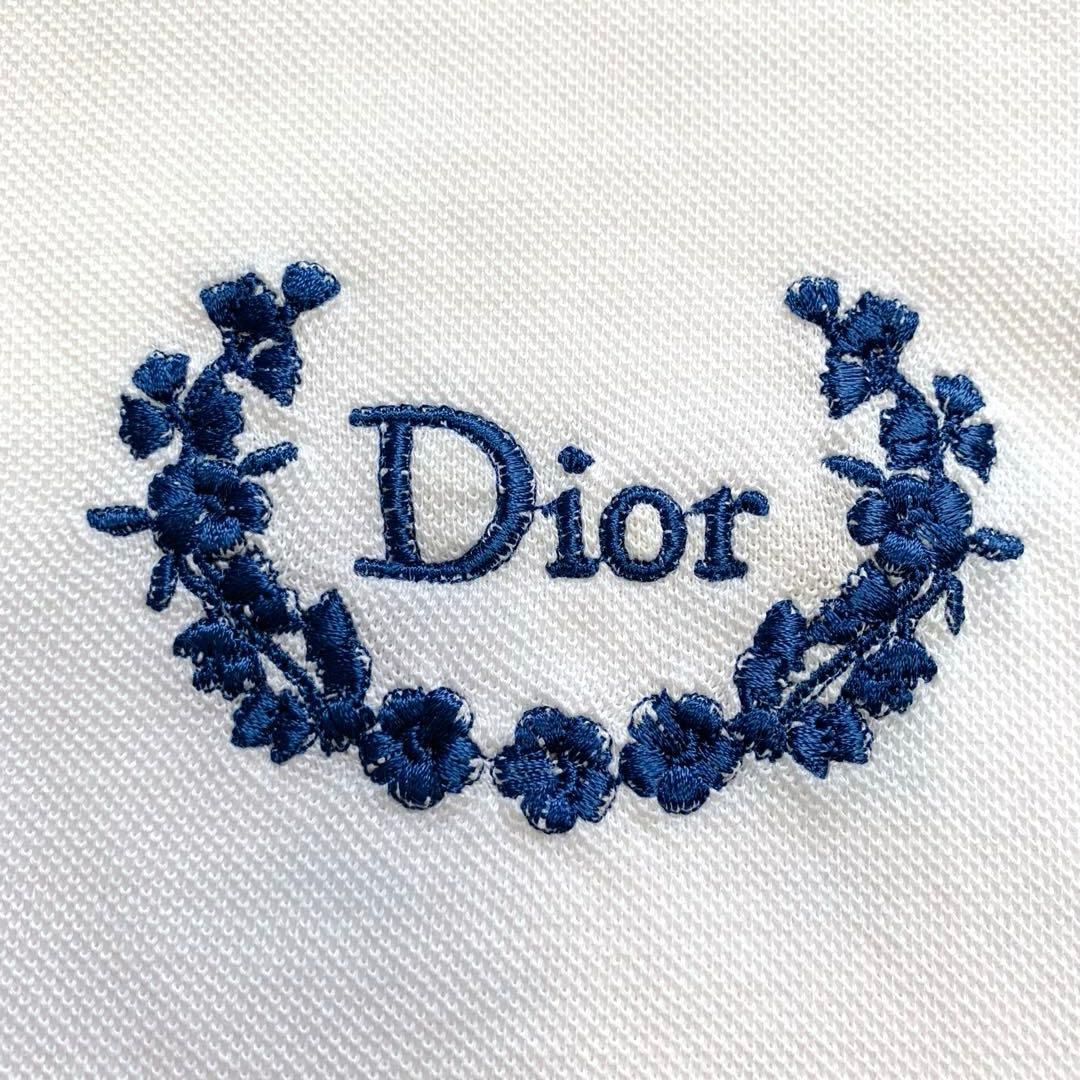 クリスチャンディオール　半袖ポロシャツ　白　ロゴプリント刺繍
