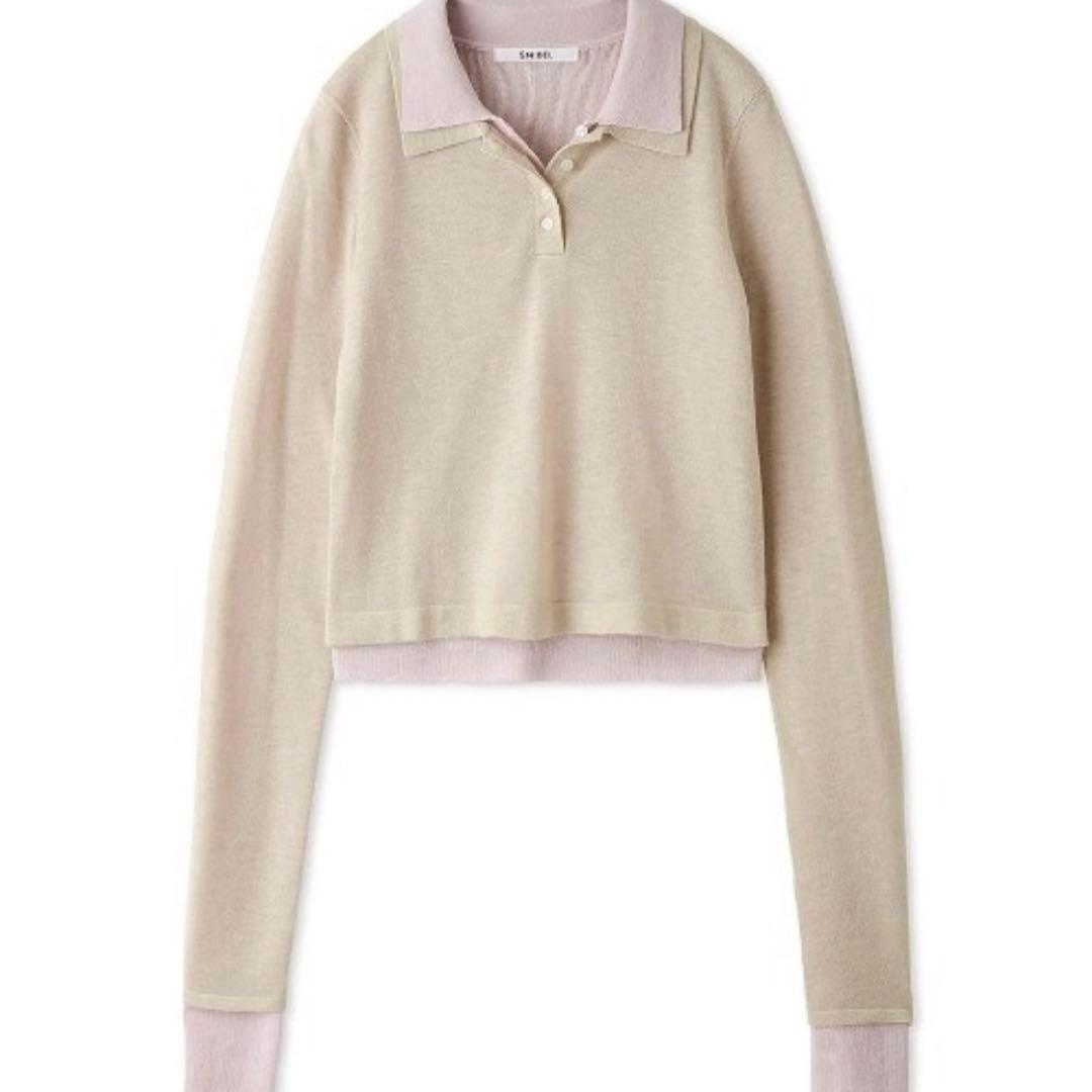 snidel Sustainableレイヤードポロニットプルオーバー