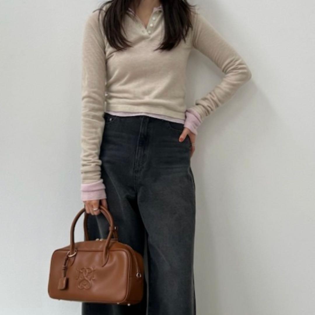 snidel Sustainableレイヤードポロニットプルオーバー