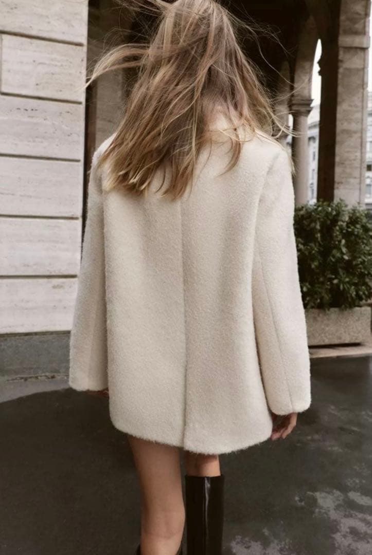 ZARA ブークレダブルブレストミディ丈コート Sサイズ　新品