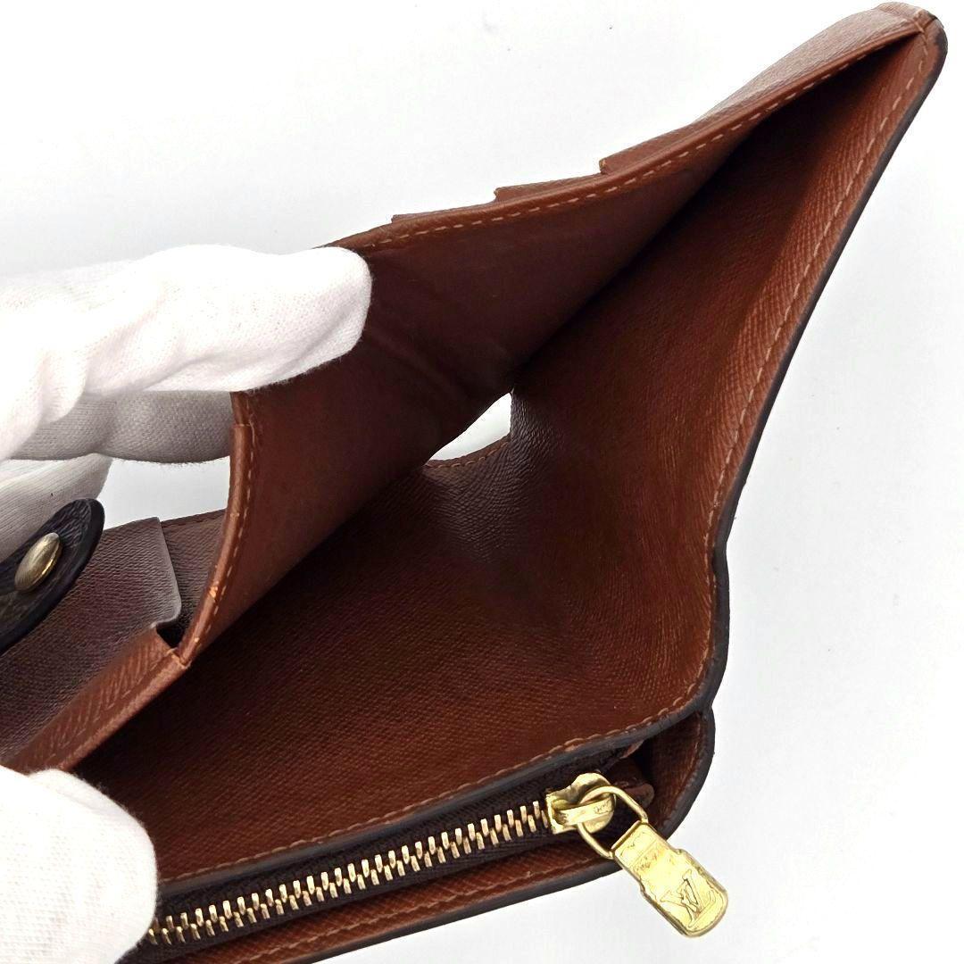 ルイヴィトン モノグラム コンパクトジップ 二つ折り財布 ブラウン ウォレット