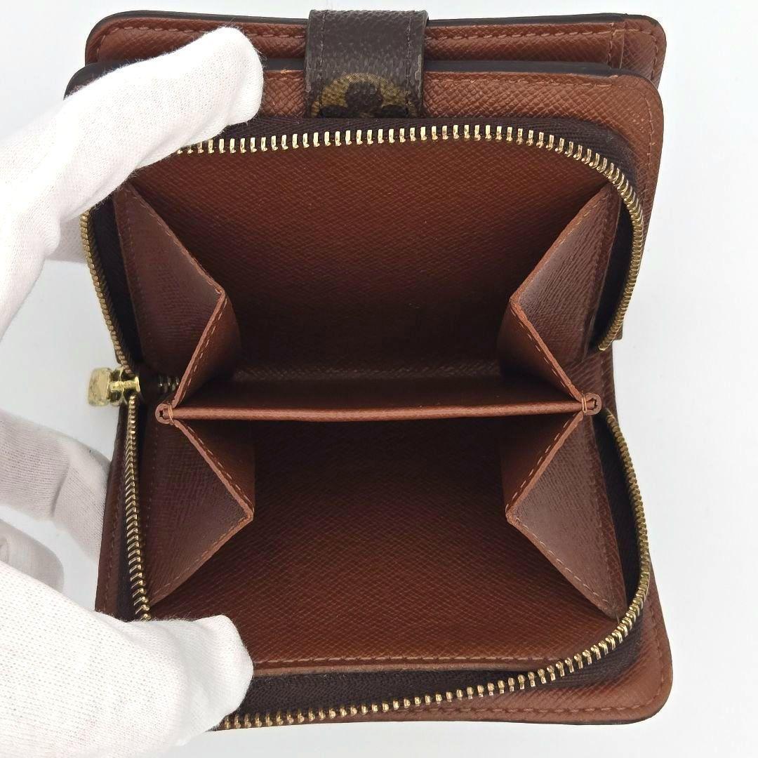 ルイヴィトン モノグラム コンパクトジップ 二つ折り財布 ブラウン ウォレット