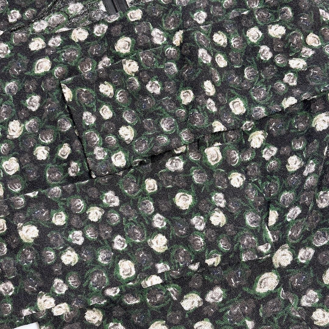 【美品】Sybilla 長袖ワンピース M 総柄 花柄ドット ブラック/グレー