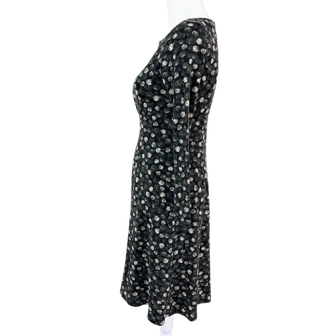 【美品】Sybilla 長袖ワンピース M 総柄 花柄ドット ブラック/グレー