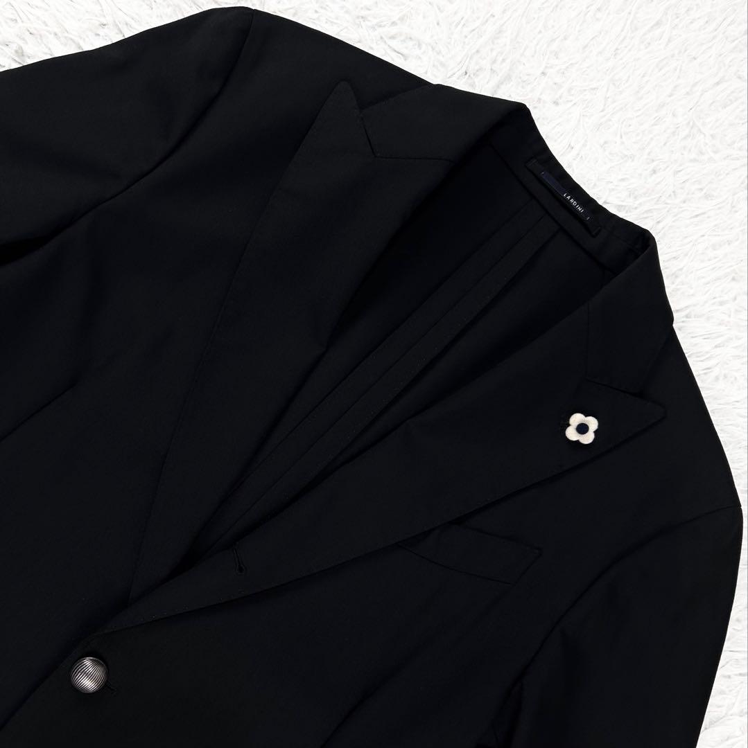 未使用級 メタル銀ボタン EASY トロピカル LARDINI ブラックブレザー