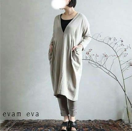evam eva✨️コットンリネン ドロップポケットローブ