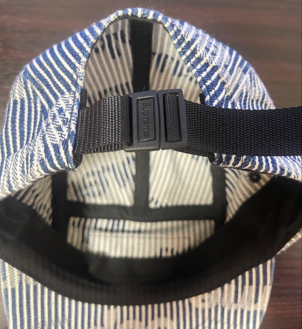 Supreme デニムストライプキャップ ネイビー ホワイト stripe
