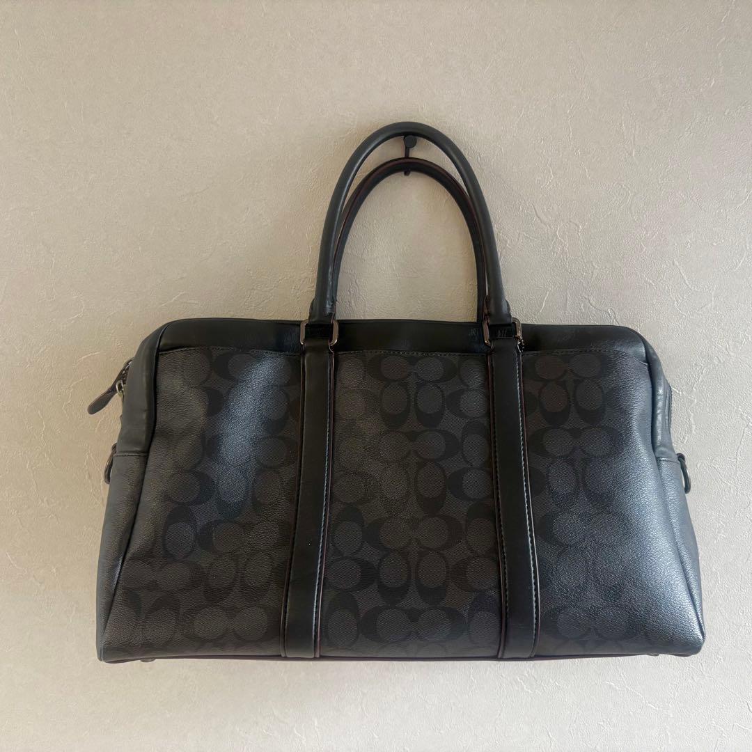 Coach ブラックレザーボストンバッグ　メンズ　レディース　コーチ