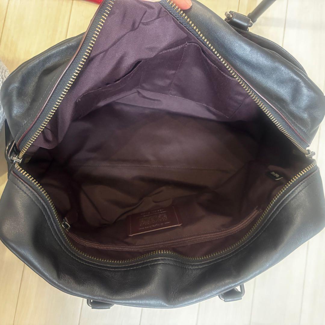 Coach ブラックレザーボストンバッグ　メンズ　レディース　コーチ