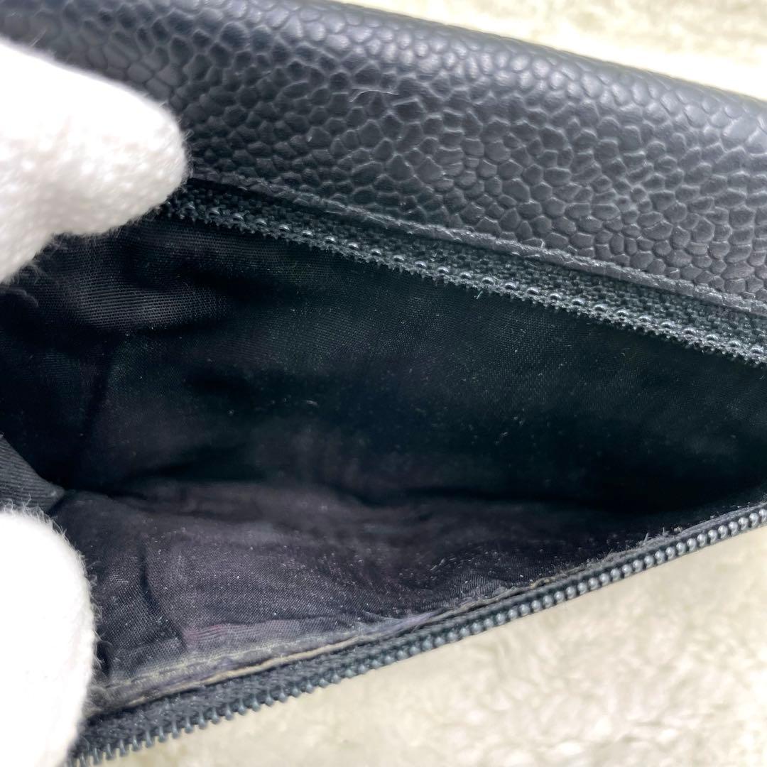 シャネル CHANEL 2つ折り 財布 デカココマーク キャビアスキン フラップ