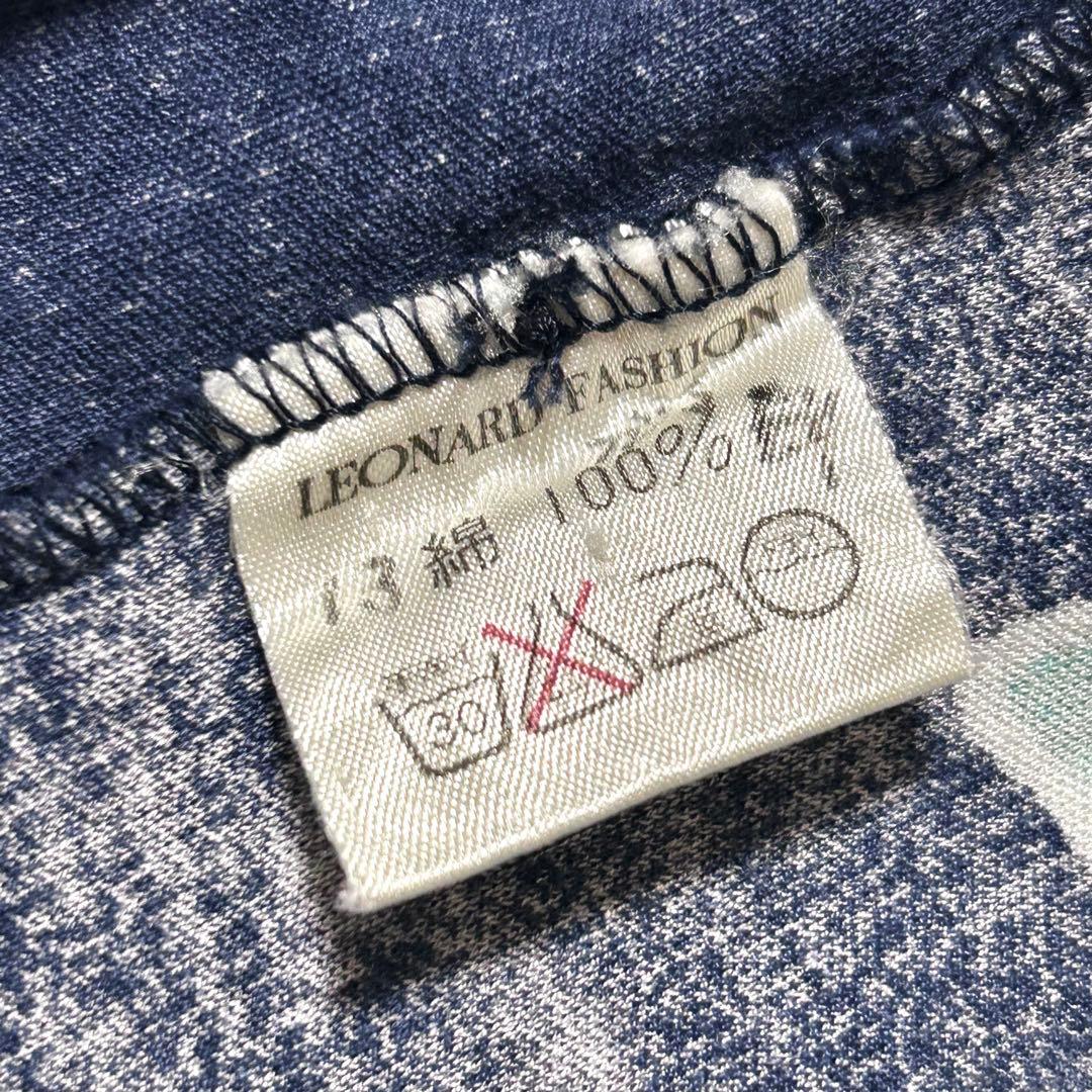 【美品】レオナール　半袖　カットソー　花柄　コットン100%　大きいサイズ　LL