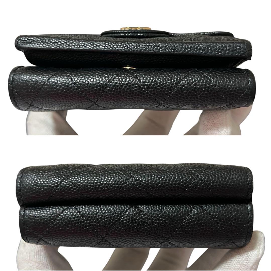 シャネル CHANEL キャビアスキン マトラッセ 三つ折り財布 コンパクト財布