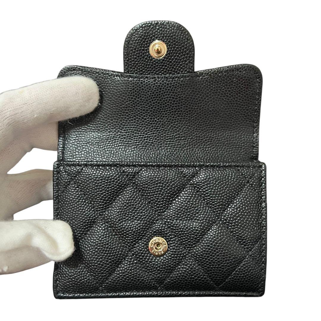 シャネル CHANEL キャビアスキン マトラッセ 三つ折り財布 コンパクト財布