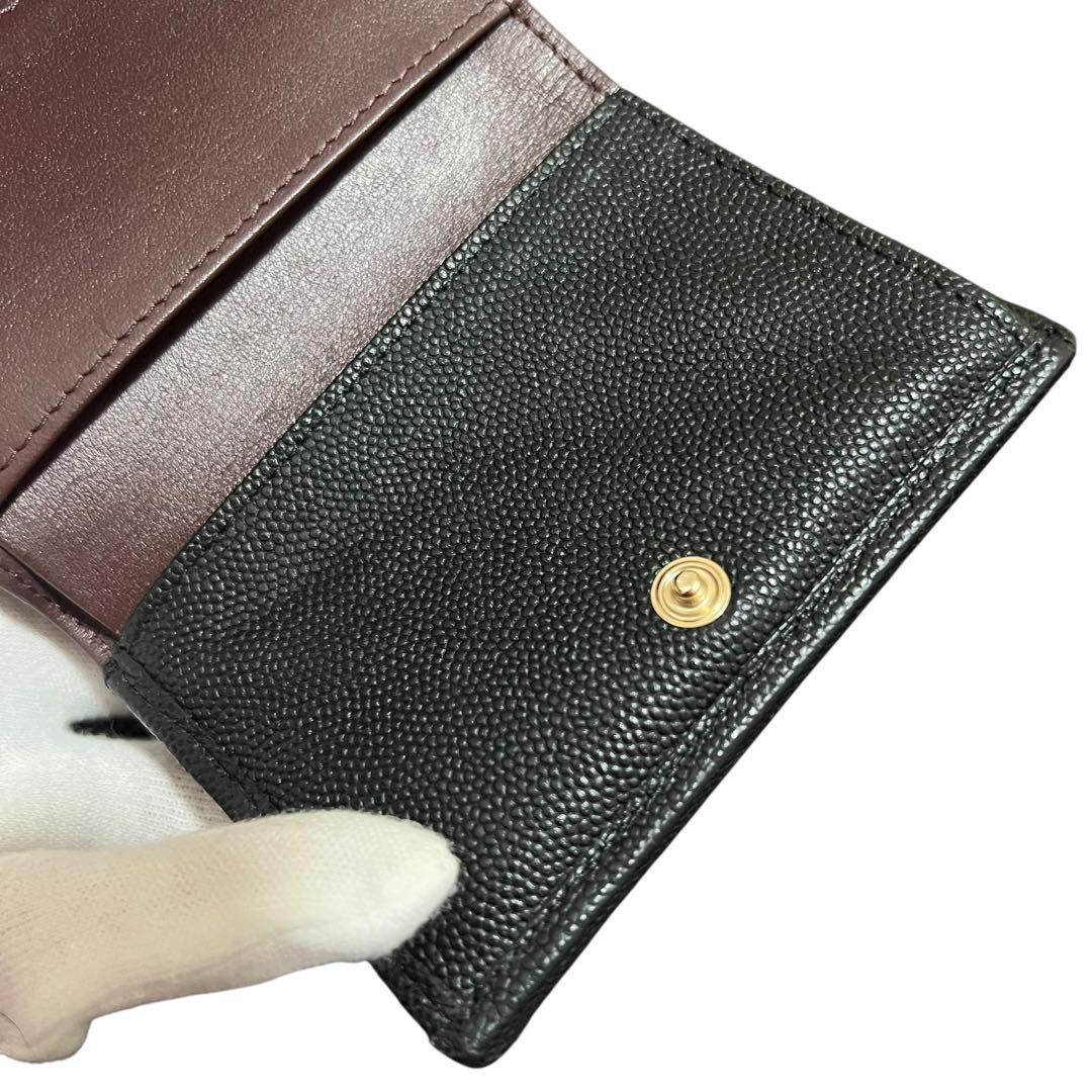 シャネル CHANEL キャビアスキン マトラッセ 三つ折り財布 コンパクト財布