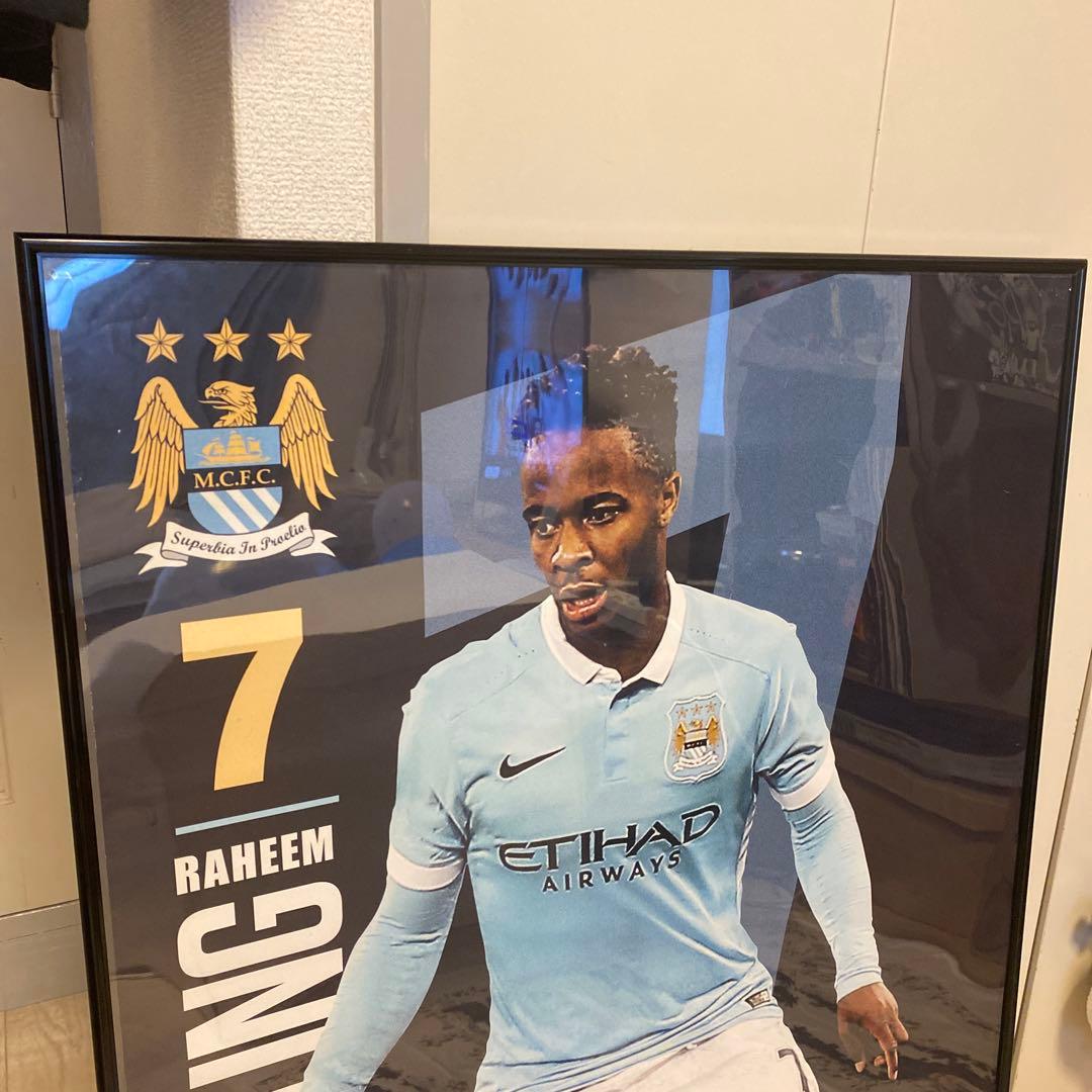 Manchester City スターリング ポスター（額縁付き）