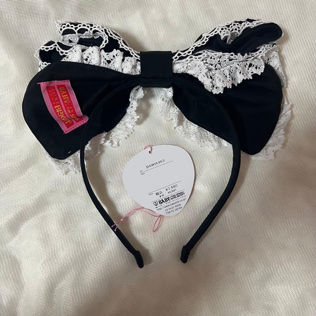 キャメロンカチューシャ　黒　白　BABY