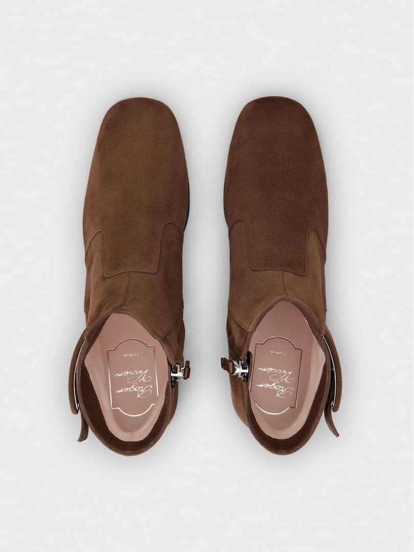 美品 roger vivier ポリー スエード ブーティ ブラウン