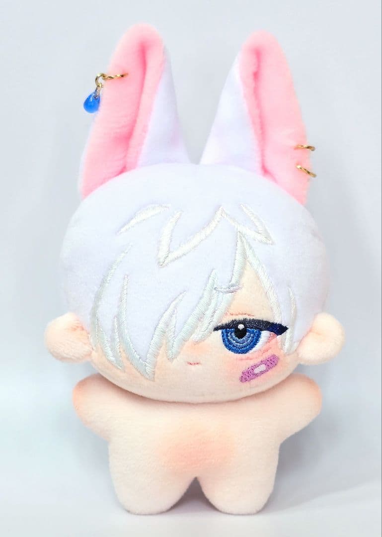 自作 無属性 ぬいぐるみ 白髪のケモ耳くん 10cm