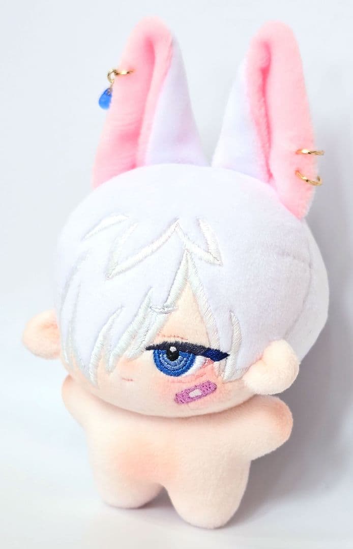 自作 無属性 ぬいぐるみ 白髪のケモ耳くん 10cm