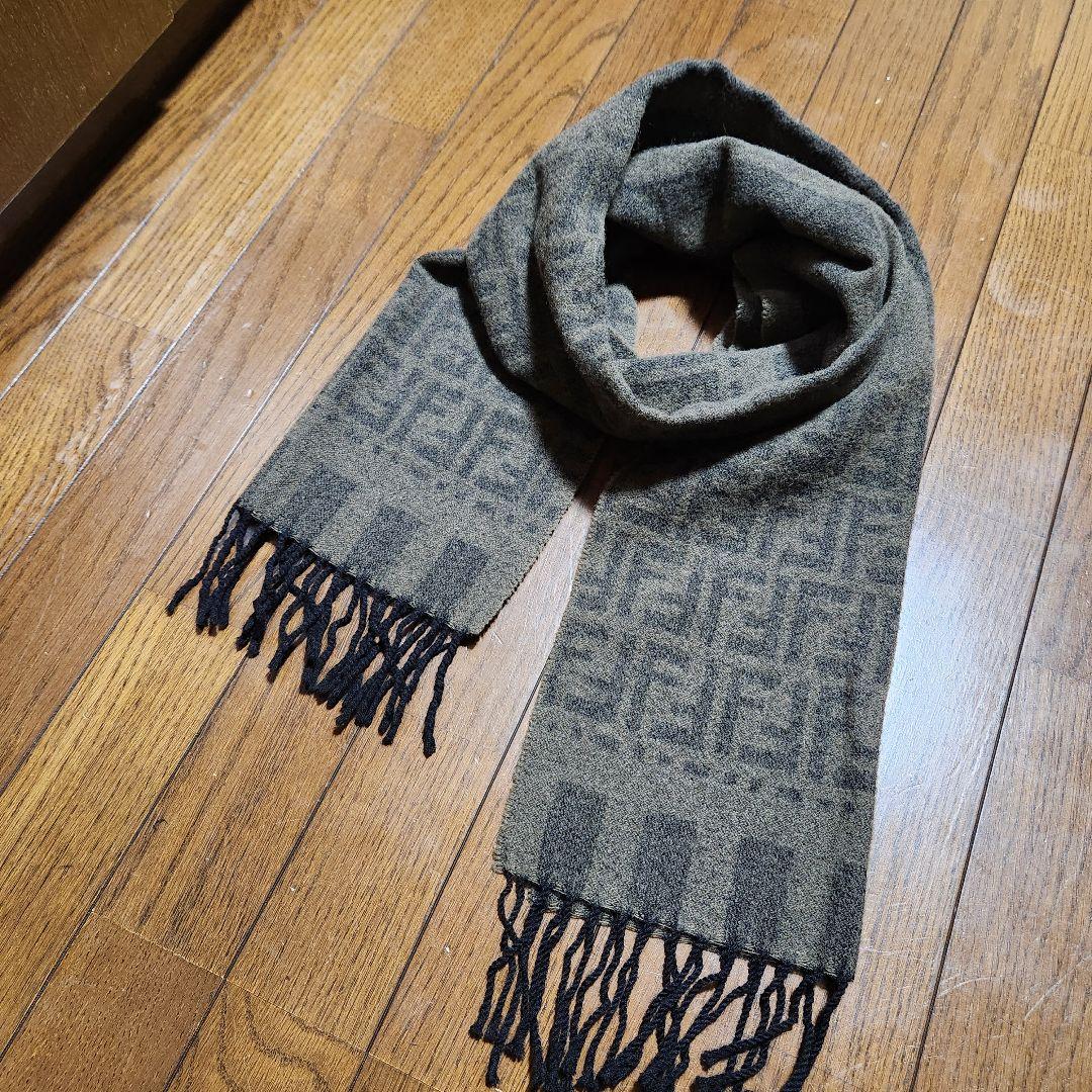FENDI ズッカ柄ウールマフラーユニセックス ブラウン 系