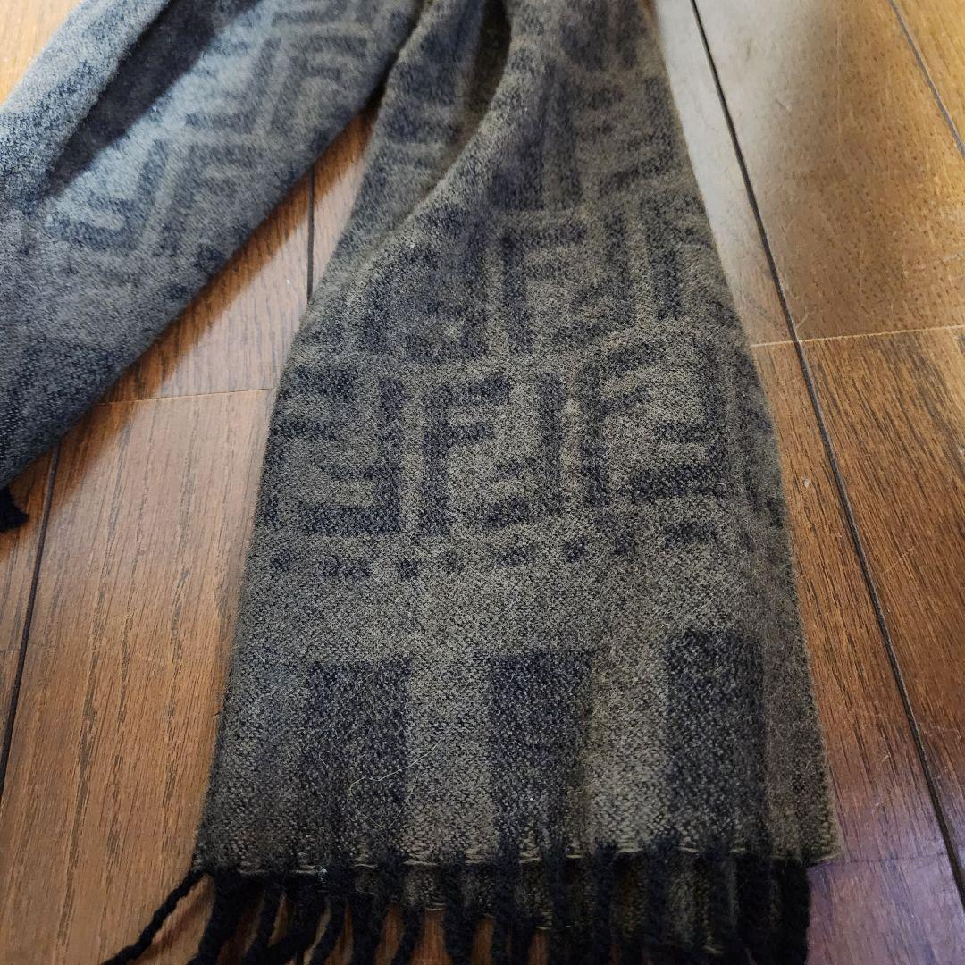 FENDI ズッカ柄ウールマフラーユニセックス ブラウン 系