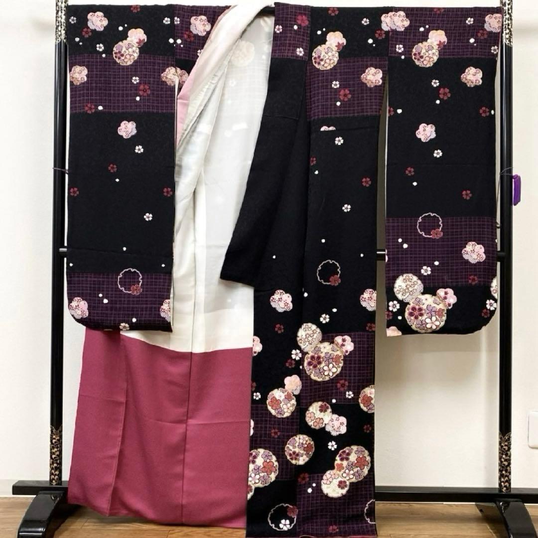 正絹振袖フルセット‼️有名雛屋友禅証 雪輪小花金彩✨ミッキー柄可愛い✨ ショール付