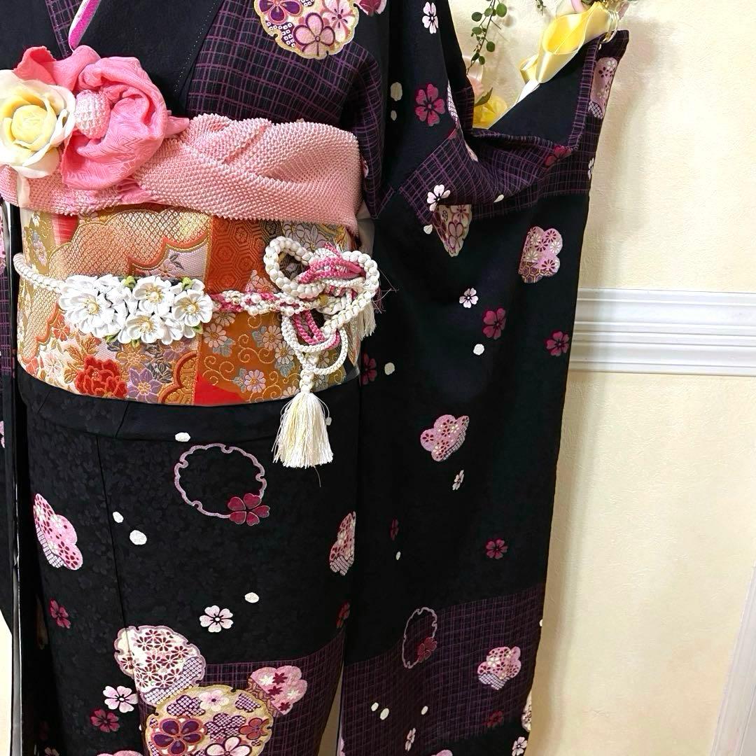 正絹振袖フルセット‼️有名雛屋友禅証 雪輪小花金彩✨ミッキー柄可愛い✨ ショール付