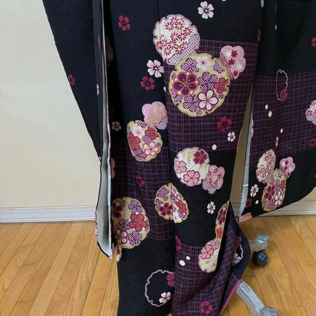 正絹振袖フルセット‼️有名雛屋友禅証 雪輪小花金彩✨ミッキー柄可愛い✨ ショール付