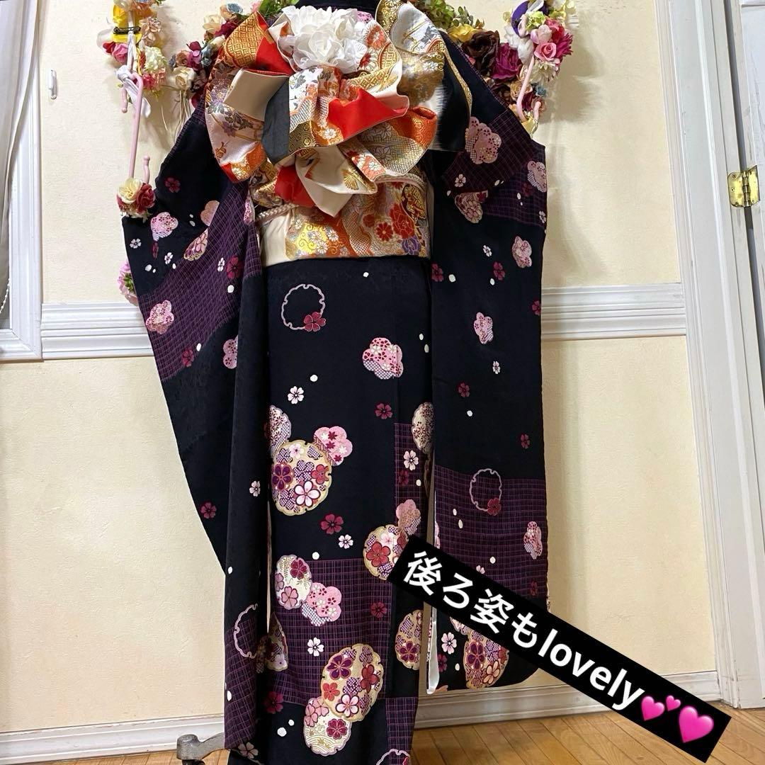 正絹振袖フルセット‼️有名雛屋友禅証 雪輪小花金彩✨ミッキー柄可愛い✨ ショール付