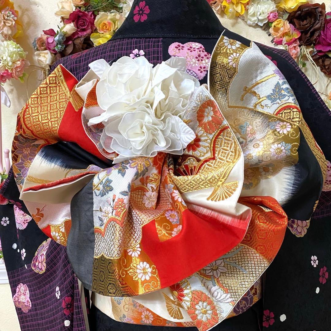 正絹振袖フルセット‼️有名雛屋友禅証 雪輪小花金彩✨ミッキー柄可愛い✨ ショール付
