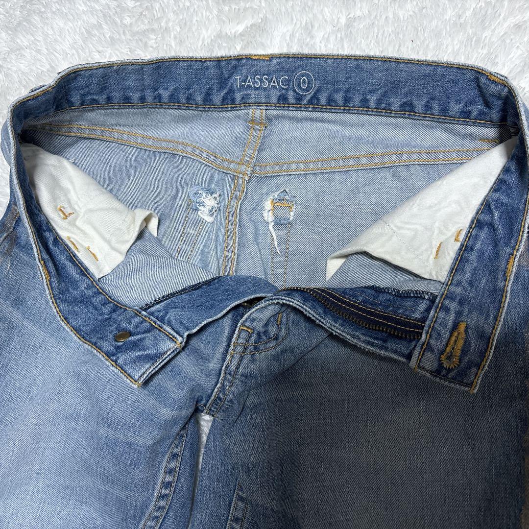 美品 ティーエイサック T-ASSAC 児島デニム サイドペイント ジーンズ 0