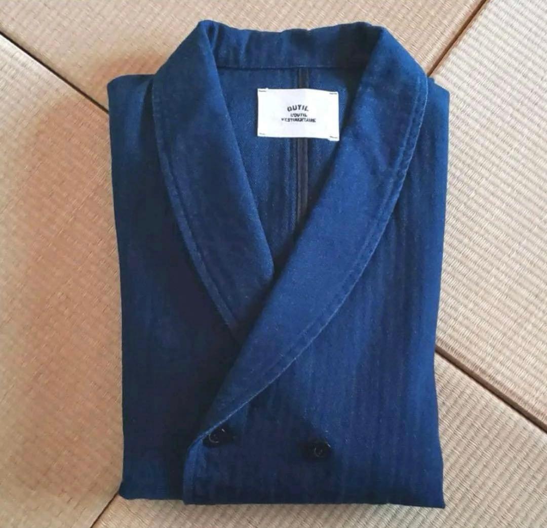OUTIL インディゴ　ダブルジャケット　ショールカラー