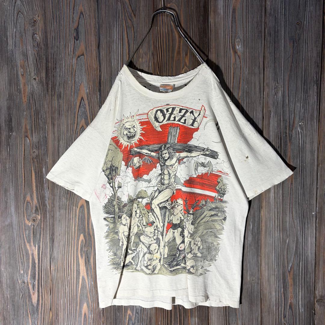 90s Ozzy Osbourne ヴィンテージTシャツ キリスト　一点物　ボロ