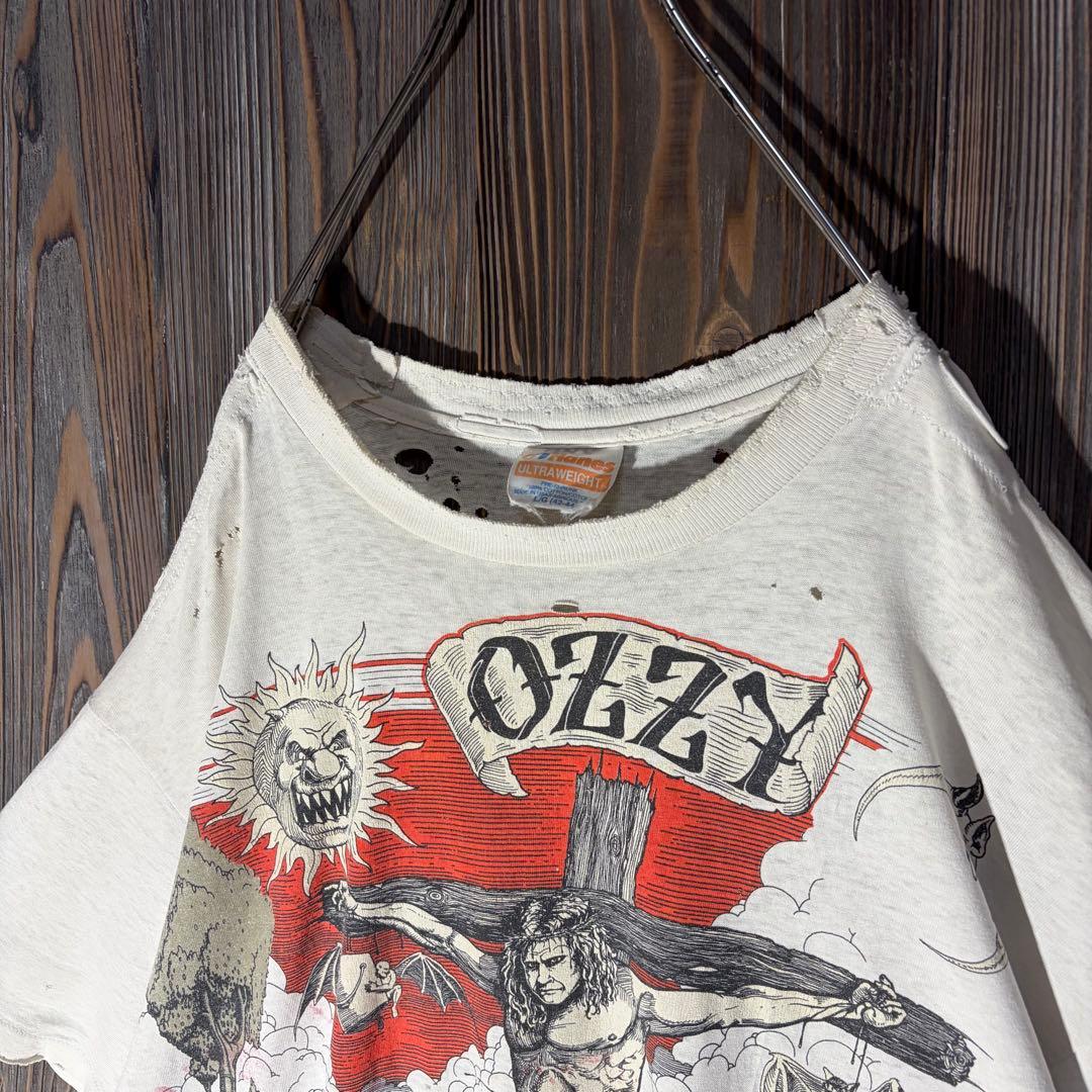 90s Ozzy Osbourne ヴィンテージTシャツ キリスト　一点物　ボロ